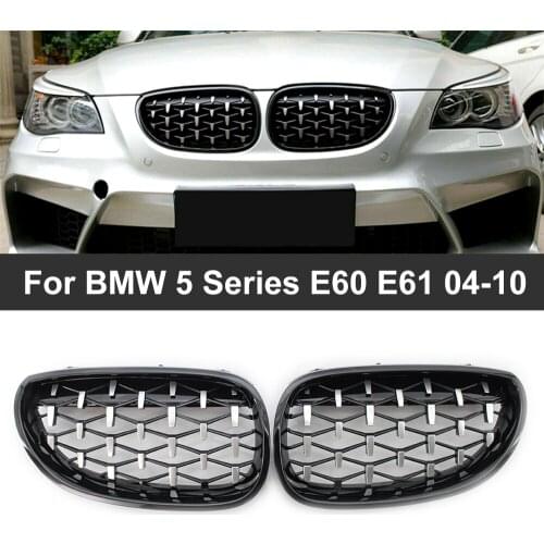 A Pair Car Front Bumper Kidney Grill Diamond Grille BMW E60 E61 5 Series 520i 525i 528i 535i M5 2003-2010 Meteor Style Grilles