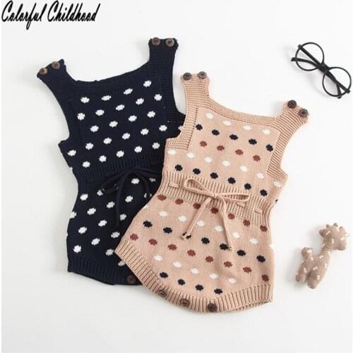 Baby knitting-romper embriodery with flower lovely bowknot warm autumn sleeveless jumpsuit for toddler unisex for all 0-2Y