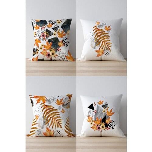 Double Side Printed Dry Leaves and Marble Patterned 4'Lü Pillow Decorate Case Good Quality Stylish Home Garden Room Kitchen Gift Convenient Decorative Modern