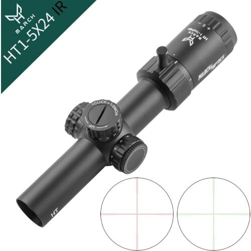 March HT 1-5X24IR HK Fixed Optic Riflescope With Light Sight Rifle Scope for Hunting Sniper Airsoft Air Guns Red Dot Mounts
