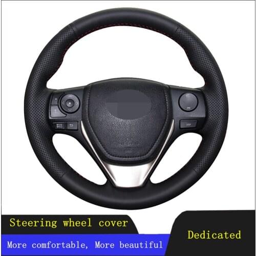 DIY Steering Wheel Cover Black Artificial Leather For Toyota E'Z RAV4 2013-2019 Corolla 2013-2017 Scion iM 2016 Auris 2013-2016