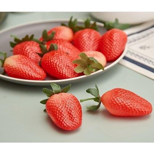 10pcs Artificial Fruit Fake Strawberry Plastic Diy Simulation Strawberry Ornament Craft Photography Props Christmas Home Decor