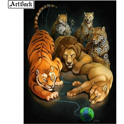 Full square drill diamond painting tiger lion animal pattern 5d diamond embroidery crystal diamond mosaic decorative painting