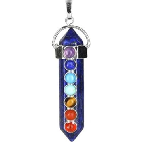 KFT Natural Crystal Quartz Stone Healing Lapis Lazuli Amethysts Hexagon Reiki Tiger Eye Stone Pendulum Pendant Jewelry