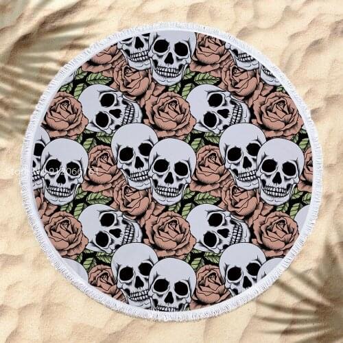 Fashion Skeleton Rose Printed Bath Towel Cool Cloak For Adult Children Aircraft Blanket Quick Dry Water Travel Beach Towels