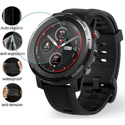 Soft Clear Protective Film Guard For Xiaomi Huami Amazfit Stratos 3 Watch Stratos3 Smartwatch Screen Protector Cover (Not Glass)