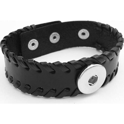 N7700 Top leather snap button bracelet OEM, ODM (fit 18mm 20mm snap)