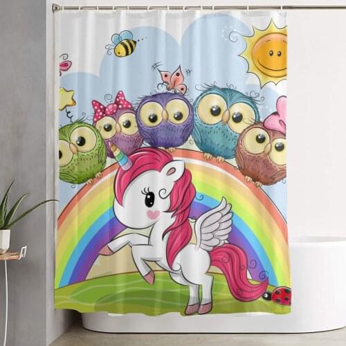 Unicorn 3D Print Nordic Style Shower Curtain Set Hook Home Decoration Bathroom Waterproof Customized Dropshipping Polyester