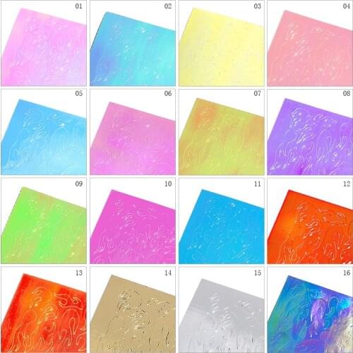 Fire Flame-Shape Nail Stickers Fires Sticker 16pc Holographic Hollow Nail Fires Sticker 16 Colors self-adhesive Fire Nail Sticke