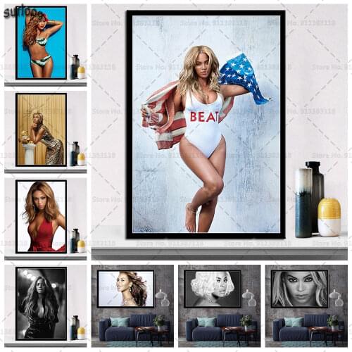 Wall Art Poster Beyonce Super Music Singer Star Retro Pictures Prints Canvas Painting for Living Room Home Decor