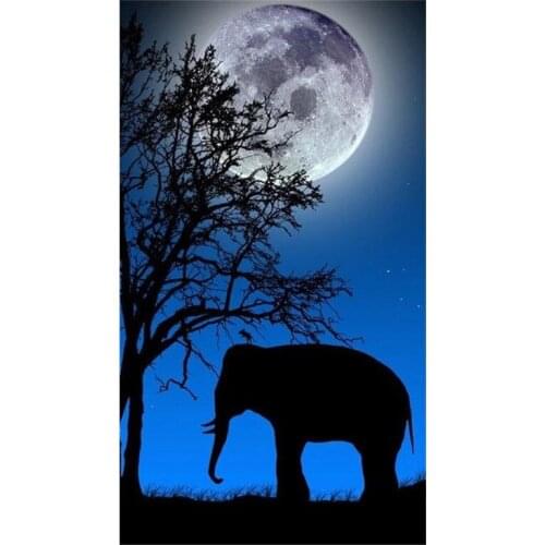 New Dream Night Sky Moon Elephant 5d DIY Diamond Painting Kit Cross Stitch Diamond Mosaic Animal Landscape Home Decoration