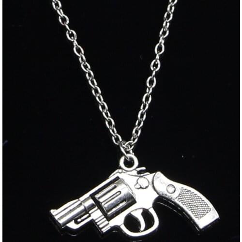 New Fashion Necklace 29x22mm pistol revolver gun Pendants Short Long Women Men Colar Gift Jewelry Choker