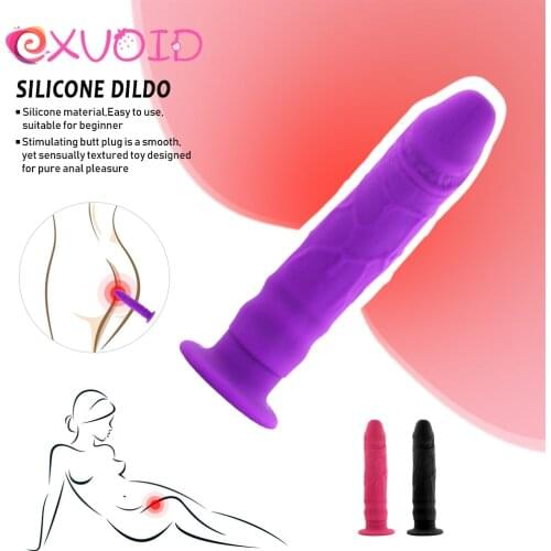 EXVOID Silicone Dildo for Lesbian Female Masturbation Anal Plug Penis for Women Vagina G-spot Massage Suction Cup Adult Products