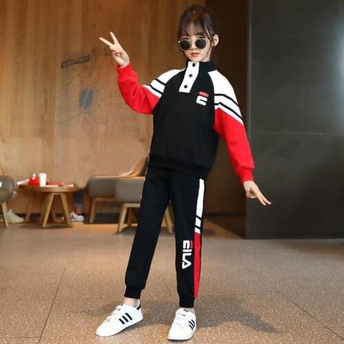 Girls Sport Clothes Set Sweatshirt + Pants Clothes For Girls Letter Pattern Costume For Girl Teenage Childrens Tracksuit
