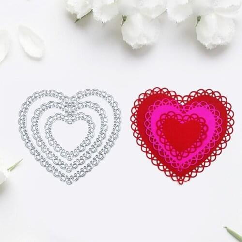 Three-Layer Hollow Lace Heart Shape Carbon Steel Cutting Dies DIY Scrapbooking Photo Album Embossing Paper Cards Making