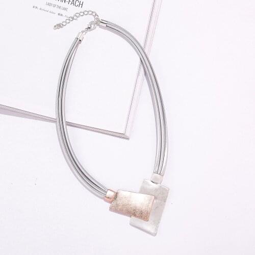 Geometry Irregular Square Pendant for Women Modern Trendy Geometric Streetwear Necklace