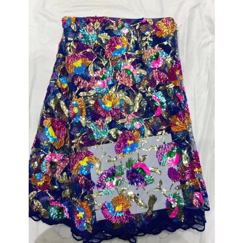 2020 High Quality Sequins Tulle Lace Fabric African Net Lace Material Nigerian Embroidery handmade Sequins Sewing for Wedding