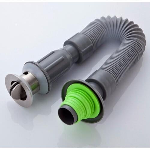ZhangJi 42-85cm Basin Sink Pipe Stainer One-Piece Waste Water Sewer Pipe Stainless steel+ABS Wire Downcomer Bathroom Drain Hose