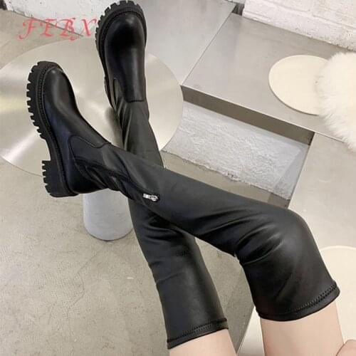 Women Long Boots Over The Knee Ladies Luxury Fashion Autumn Winter Shoes Platform Fashion Woman Boots Slip On 2021 New Boot