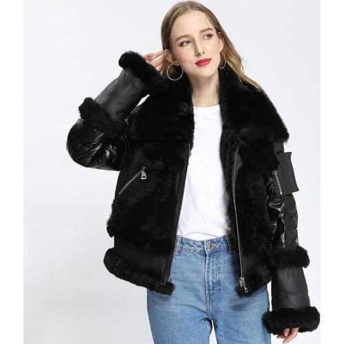 Women Puffer Jacket With Fur Black Cropped Parka Bubble Down Coat Winter New Fashion Leather Clothing