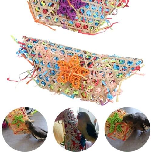 1PC Pet Parrot Toys Bird Biting Straw Rope Colorful Funny Play Toy With Hanging Hook For Pet Bird Supplies Accessories