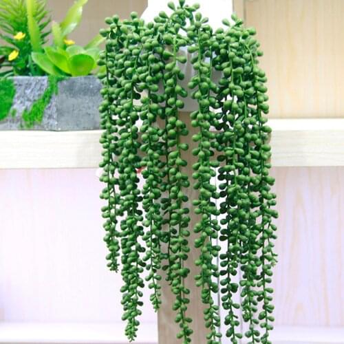 1pc Artificial Succulent Beads Green Fake Hanging Vine String of Pearls Lover Tears Plants for Home Wedding Party Garden Decor