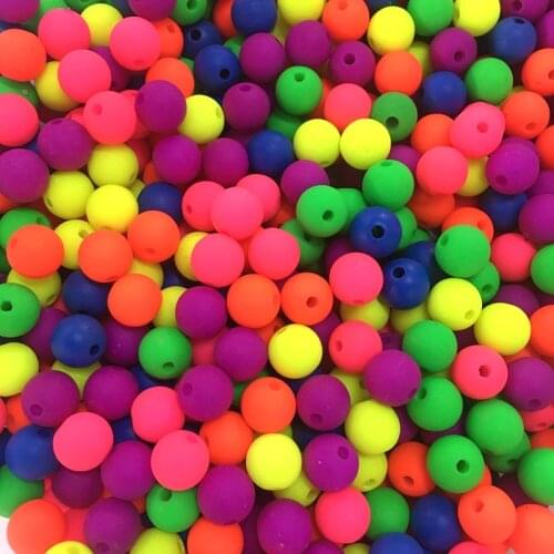 10mm ABS round Fluorescent Neon Loom beads for Jewelry making DIY childrens Necklace bracelet accessories color Meideheng 80pcs