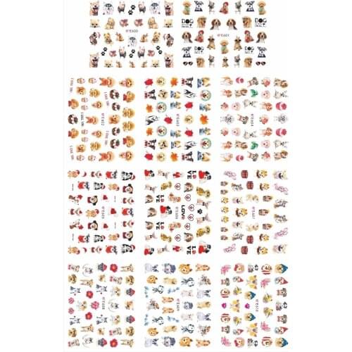 11 PCS / LOT SIMULATION SELF-ADHESIVE 3D NAIL TATTOOS STICKER PET ANIMAL DOG SPANIEL CHIHUAHUA TERRIER E600-610