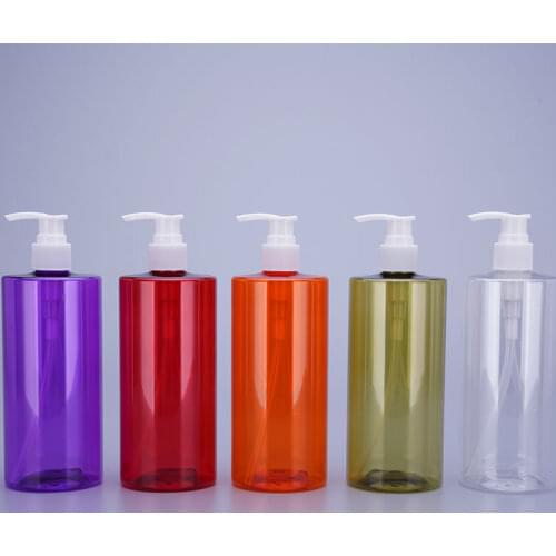 Orange Purple Clear Red Olive Green 460ML 12PCS Refillable Empty Plastic Bottle Lotion pump Container Liquid Soap Shampoo Bottle
