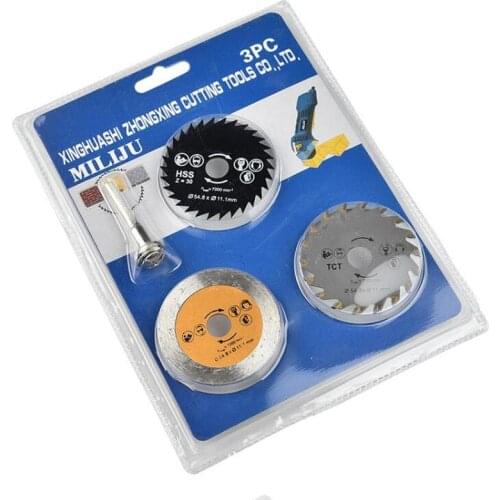 3 Saw Blade +1pc Pole Hss High-speed-steel Circular Blade Wheel Discs Mandrel For Electric grinding Metal Wood Cutting Saw