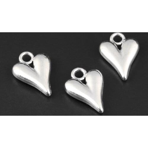 30pcs Silver Color 16x11.5mm Double Sided Blank Heart Charms Love Pendant Fit DIY Jewelry Making Handcrafted Accessories