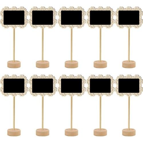 5pcs/lot Mini Wooden Message Square Blackboard Note Sign Memo Chalkboard Clip Stand Holder Gifts For Kids