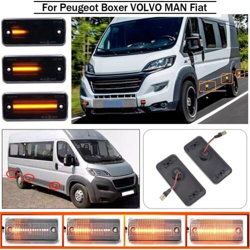 6X Car Dynamic Flowing LED Side Marker Light For Iveco Fiat Ducato Citroen Relay Peugeot Boxer Renault VOLVO MAN