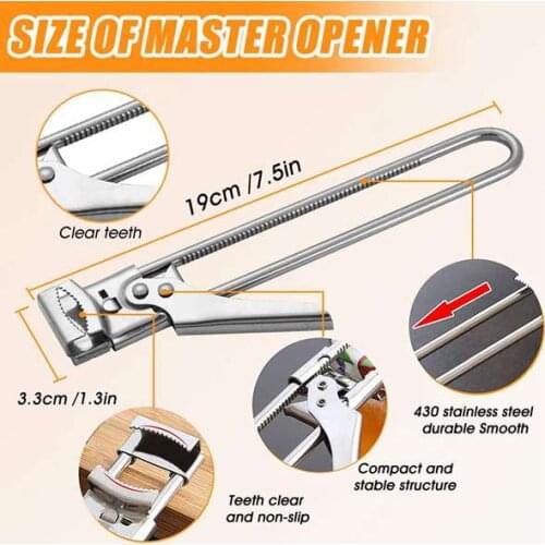 ABZS 10 Pcs Master Opener Adjustable Jar Bottle Opener Kitchenware Stainless Steel Adjustable Multifunctional Side Cut Opener