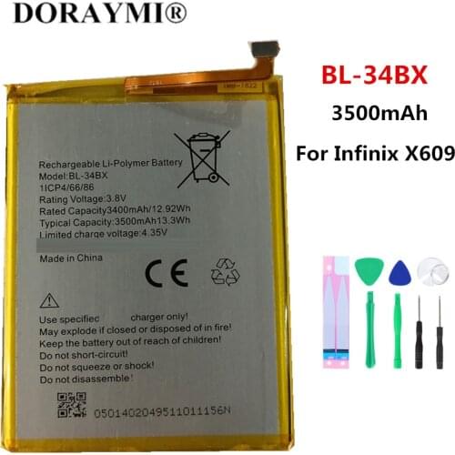 DORAYMI 3500mAh BL-34BX Battery for Infinix X609 Phone Battery Replacement Lithium Polymer Bateria