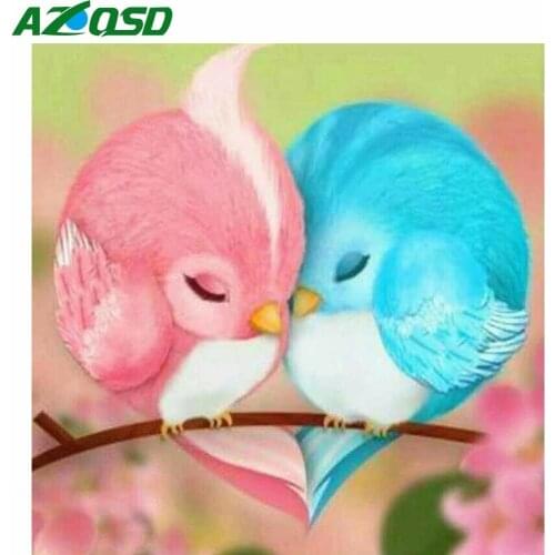 AZQSD 5D Diamond Painting Bird Heart Cross Stitch Rhinestone Diamond Embroidery Cartoon Animal Mosaic Needlework Home Decor Gift