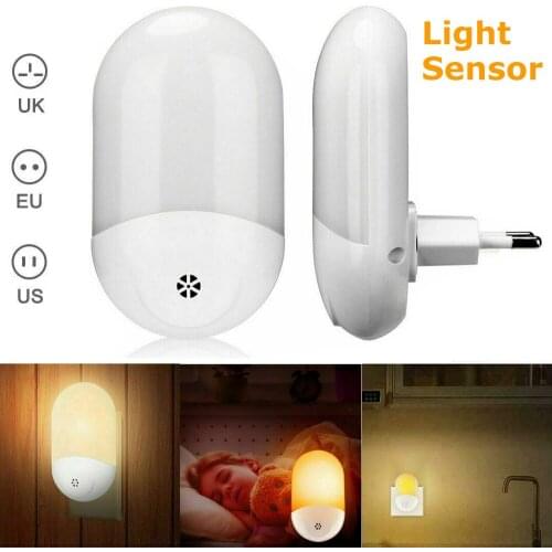 10Pcs Automatic LED Night Light Wall Plug In Dusk to Dawn Sensor Light Lamp Warm White US/UK/EU Plug