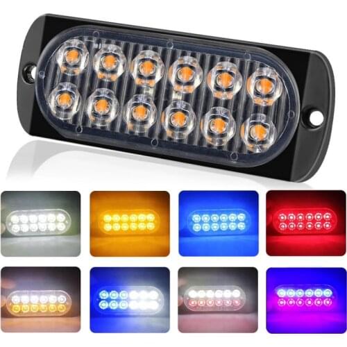 Car Truck Bulb 12 Led Strobe Light Kit Ultra Thin Freight Side Lamp Bar Flashing 12-24V 36W Warning Light Car Accessories