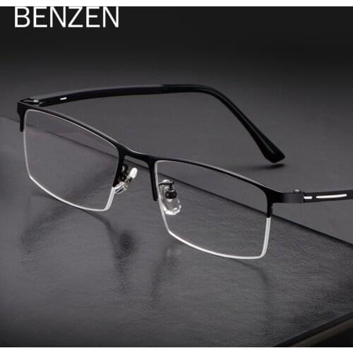 BENZEN Titanium Alloy Glasses Frame Men Ultralight Square Myopia Prescription Eyeglasses Male Metal Optical Eyewear 5256