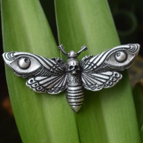 SanLan Deaths head moth brooch