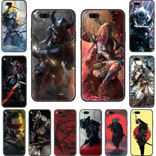 Samurai Japan soldier Phone case For Xiaomi Mi 6 8 9 A1 2 3 Max3 Mix2 Mix2S X T Lite Pro black trend back soft Etui painting
