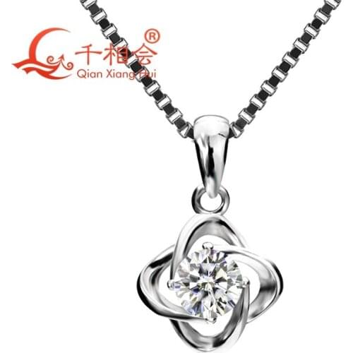 DF color moissanites 4mm stone lily shape pendants round shape with 925 silver for necklace