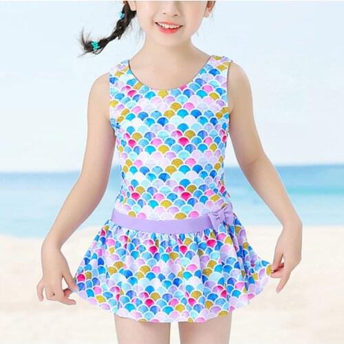 Baby Girls Beachwear 4-12 Years Shiny Swimsuit Print Toddler Summer Outfit Swimwear Summer Kids Clothes Lovely Girl Bathing Suit