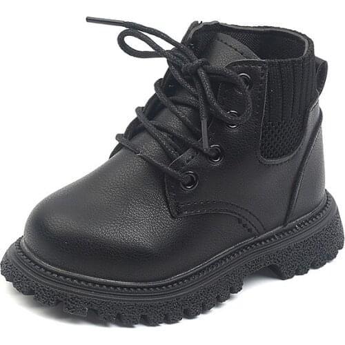 Childrens Autumn and Winter Short Boots Boys Fashion Martin Boots Girls Soft Sole Boots Single Boots Leather Boots Fashion Warm