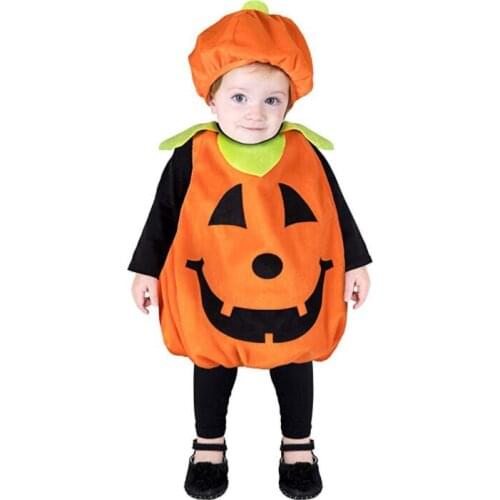 Rushed Microfiber Baby Girls Boys For Bebe Cosplay Halloween Baby Kid Pumpkin Suit Top Blouse Dress+hat Clothes Costumes