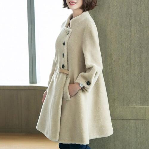 Real Coat Long Womens Autumn Winter Jacket Sheep Shearing Fur Coats and Jackets Women Korean Manteau Femme 6980 KJ4297