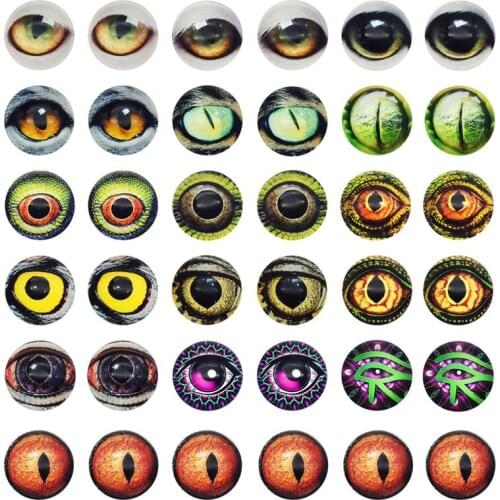 Julie Wang 6-30mm In Pairs Glass Eyes Cabochons Mixed Round Dragon Cat Animal Beast Doll Eyes Flat Back Jewelry Making Accessory