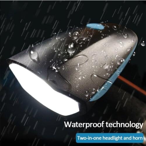 Bicycle Headlight With Super Loud Bike Bell Horn 120 DB Waterproof 3 Modes USB Rechargeable/Battery Power Bicycle Front Light