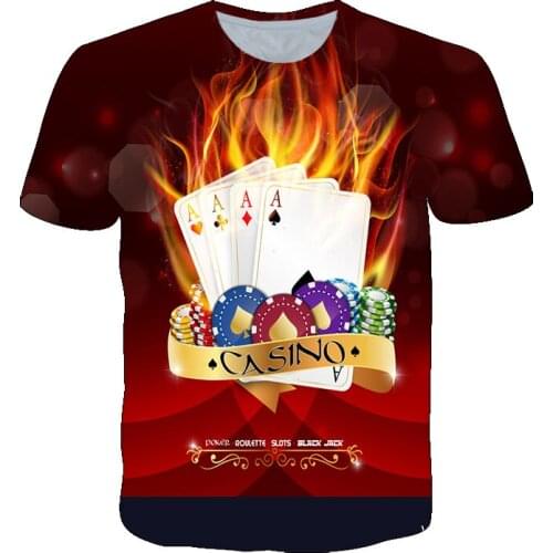 T-shirt Mens Summer Casual Short Sleeve Tops 3d Playing Card Printing Shirt Fashion For Men Loose T-Shirt XS-6XL