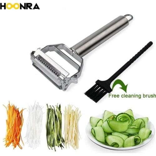 HOONRA 1Pcs Stainless Steel Fruit Vegetable Julienne Peeler Potato Peeler Slicer Fruit Melon Carrot Grater Cutter 3 Bades